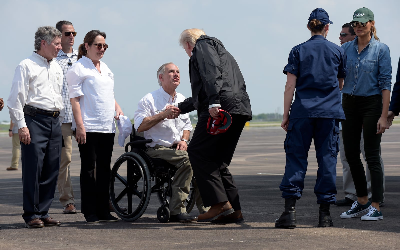 Photos: President Trump, first lady visit with Harvey victims