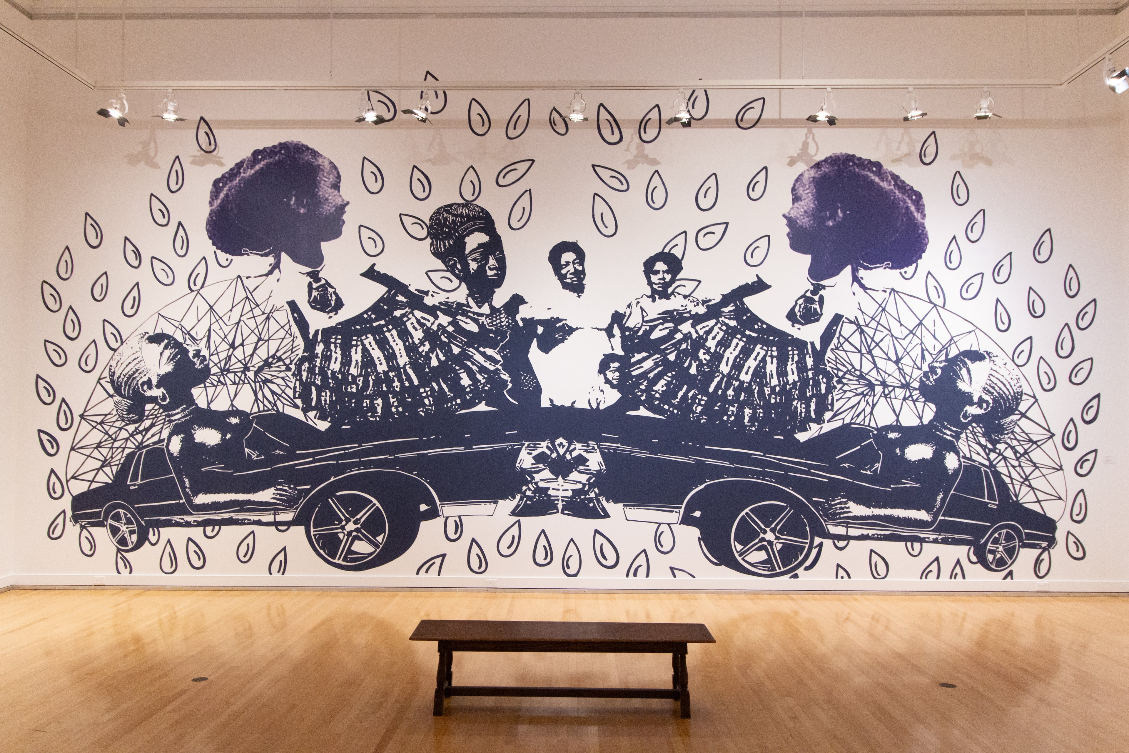 An installation view from "Ancestral Mirrors," a solo exhibition by Atlanta artist Shanequa Gay, at Clark Atlanta University Art Museum. (Courtesy of Leia Genis)