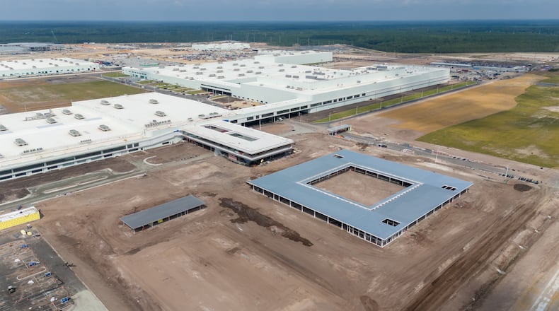 This aerial photo shows Hyundai Motor Group's electric vehicle factory in Bryan County during the summer of 2024 as construction nears its completion.