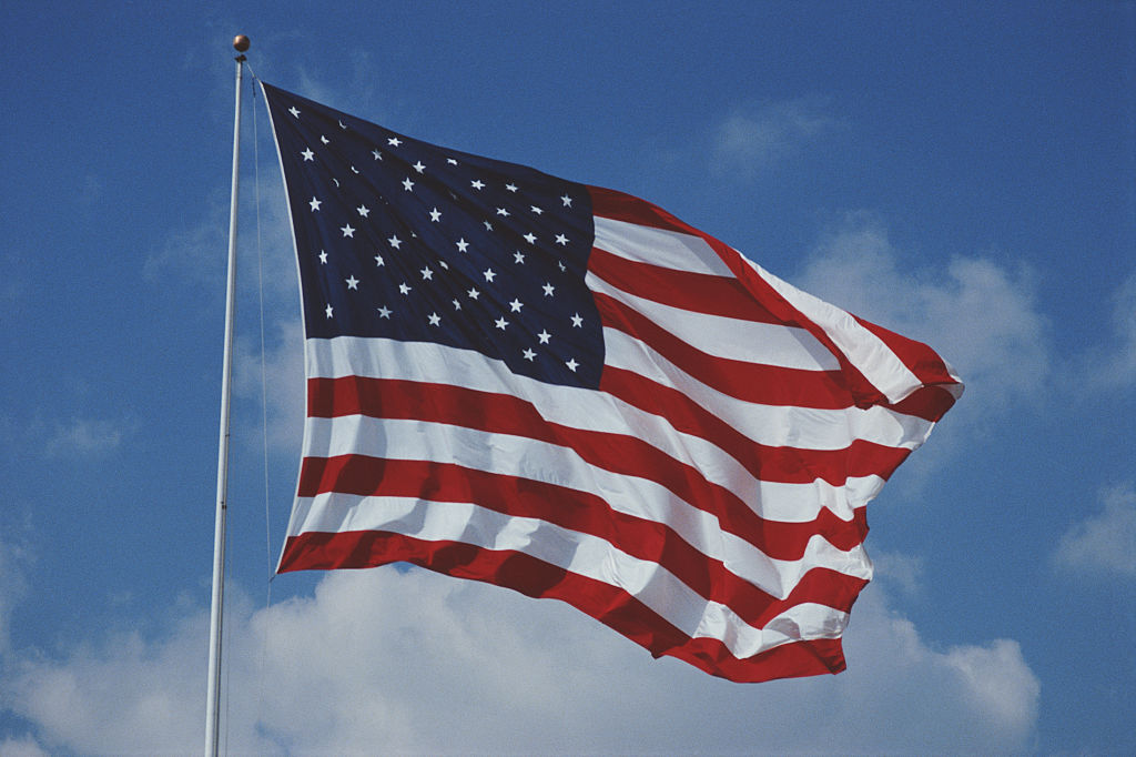 An American flag flying