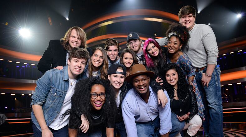 AMERICAN IDOL XIII: TOP 13: Clockwise From Top Left: Caleb Johnson, Emily Piriz, Sam Woolf, Kristen O'Connor, Ben Briley, Jessica Meuse, Majesty Rose, Dexter Roberts, Jena Irene, C.J. Harris, MK Nobilette, Malaya Watson and Alex Preston. CR: Michael Becker / FOX. Copyright 2014 / FOX Broadcasting. AMERICAN IDOL XIII: TOP 13: Clockwise From Top Left: Caleb Johnson, Emily Piriz, Sam Woolf, Kristen O'Connor, Ben Briley, Jessica Meuse, Majesty Rose, Dexter Roberts, Jena Irene, C.J. Harris, MK Nobilette, Malaya Watson and Alex Preston. CR: Michael Becker / FOX. Copyright 2014 / FOX Broadcasting.