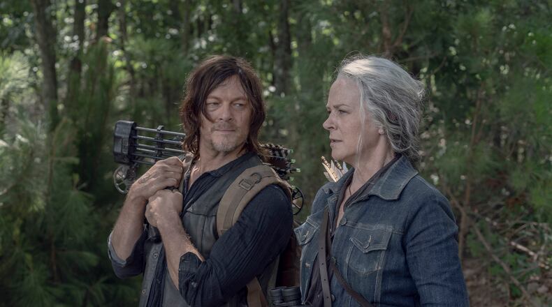Norman Reedus as Daryl Dixon, left, and Melissa McBride as Carol Peletier, in "The Walking Dead." (Jace Downs/AMC/TNS)