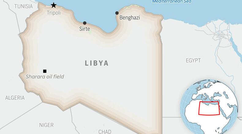 This is a locator map for Libya with its capital, Tripoli. (AP Photo)