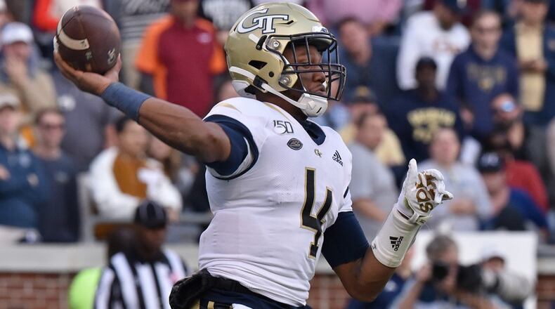 Georgia Tech quarterback James Graham throws a pass against Virginia Tech Saturday, Nov. 16, 2019, at Bobby Dodd Stadium in Atlanta.