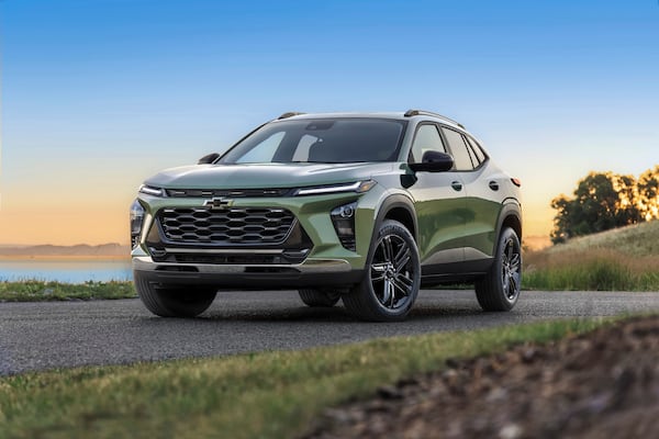This photo provided by Chevrolet shows the new 2025 Trax. This is Chevy's least expensive SUV, but it doesn't skimp on features or driving comfort. (Courtesy of General Motors via AP)