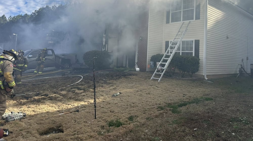 The fire happened at the home on Baywood Crossing that belongs to a Hiram police officer, officials said. (Paulding County Fire Rescue)
