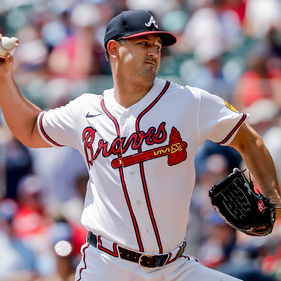 Atlanta Braves pitcher Tyler Mahle throws to a Colorado Rockies batter during Sunday's game in Atlanta. (Erik S. Lesser/AP)