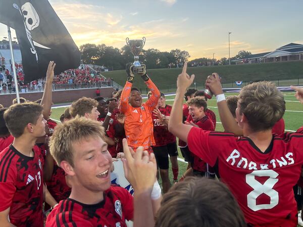 Georgia Military College Prep's boys soccer won its fourth state championship in seven seasons with a 3-1 defeat of Atkinson County on Friday, May 15, at Matthews Field in Thomaston, Georgia. (Jack Leo/AJC)