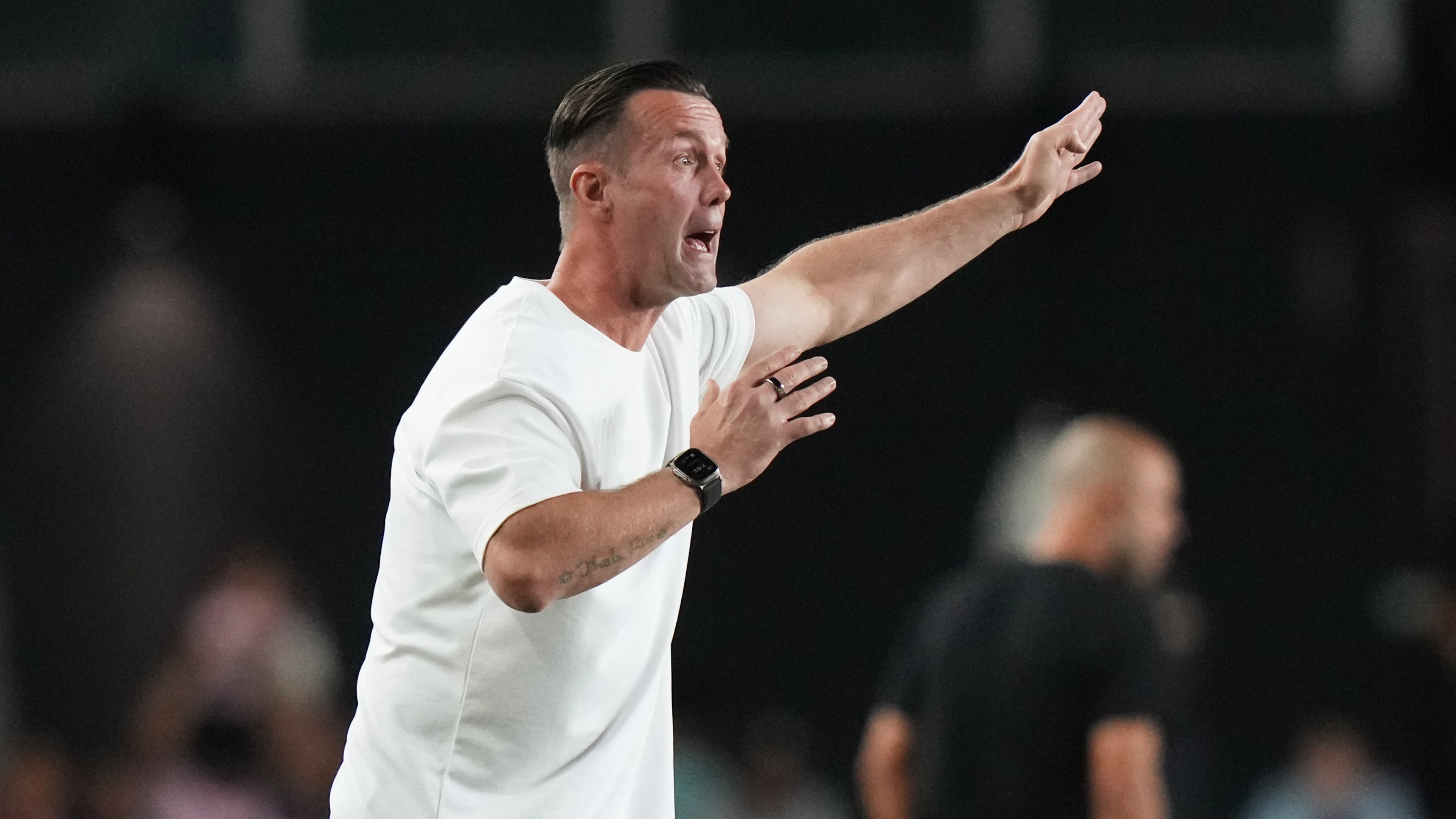 Atlanta United head coach Ronny Deila watches during the first half of an MLS soccer match against Inter Miami, Saturday, Oct. 11, 2025, in Fort Lauderdale, Fla. (AP Photo/Lynne Sladky)