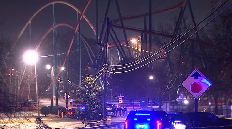 Cobb County police shot a teenager outside Six Flags on Saturday after a large crowd allegedly fought inside the park, authorities said.