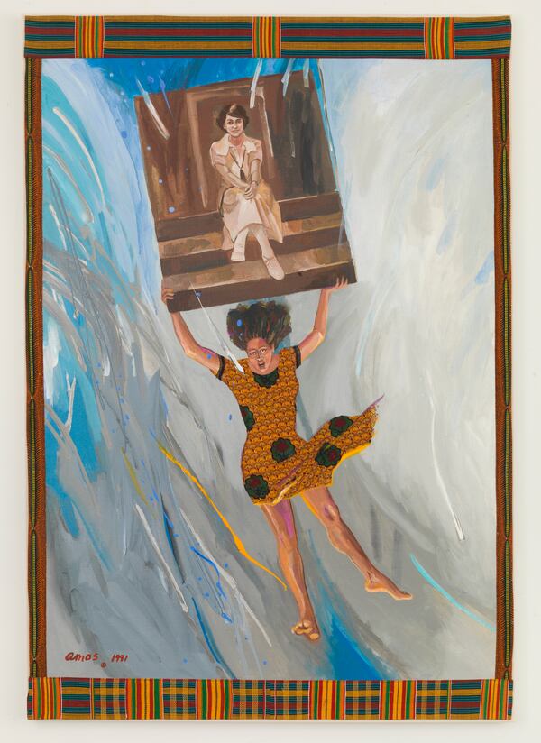 The piece "Will You Forget Me?" by Atlanta-born artist, Emma Amos, is of Amos's mother, India Amos. It is one of more than 60 works  in the new Georgia Museum retrospective: "Emma Amos: Color Odyssey," opening on Jan. 30 in Athens. Amos used her career to challenge ideas around race, sex, and class. She died from complications of Alzheimer's disease in 2020