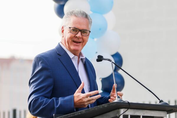 Joe Moye, vice chairman of Beep's board of directors and former Beep CEO, speaks during a press conference in November 2025, when Cobb County officials announced an expansion of its autonomous vehicle program in Cumberland. (Abbey Cutrer/AJC 2025)