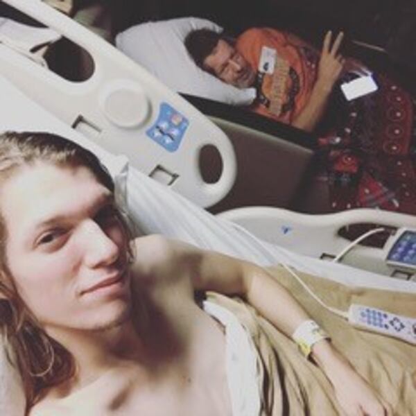 Austin Stroud (left) said his father, Steve Stroud, has been spending his nights at the hospital during his recovery. (Photo: Steve Stroud)