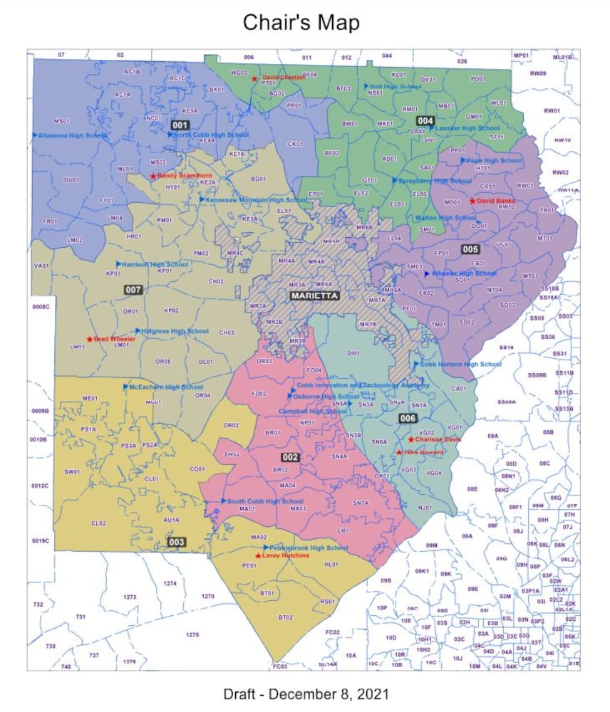 Current Cobb school board map