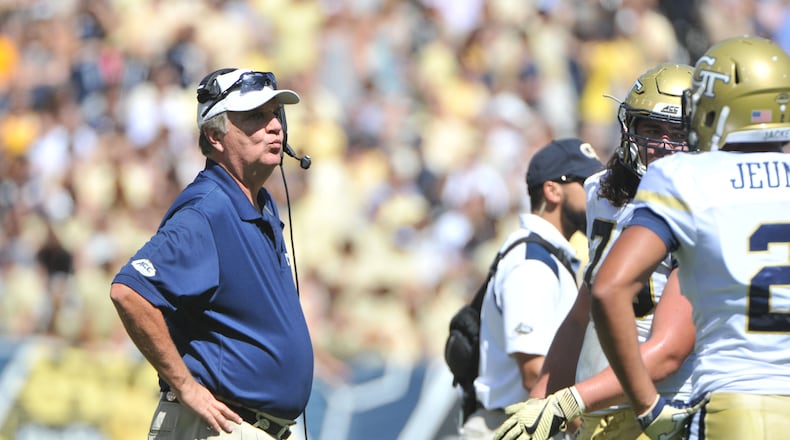 Georgia Tech coach Paul Johnson said that “nobody played particularly well” in the loss to Miami. HYOSUB SHIN / HSHIN@AJC.COM