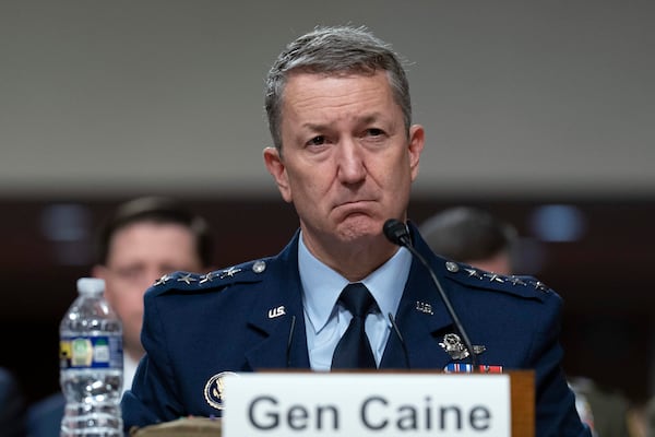 Chairman of the Joint Chiefs of Staff General Dan Caine testifies before Senate Armed Services Committee hearing on Capitol Hill in Washington, Wednesday, June 18, 2025. (AP Photo/Jose Luis Magana)