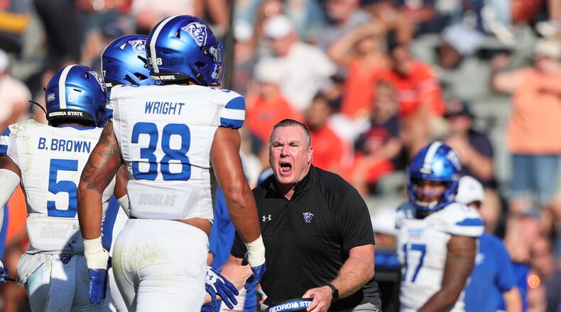 Georgia State coach Shawn Elliott has eight players on the preseason All-Sun Belt teams. (AP Photo/Butch Dill)