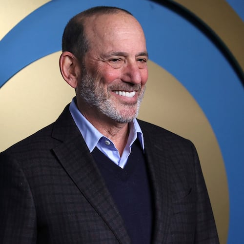 FILE - MLS soccer Commissioner Don Garber arrives at the FIFA Club World Cup 2025 Trophy Tour on Jan. 16, 2025, in New York. (AP Photo/Pamela Smith, File)