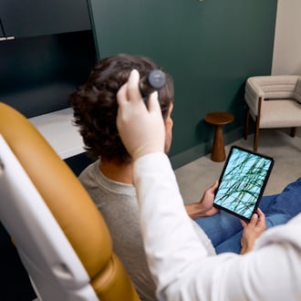 Great Many uses high-resolution scalp imaging to evaluate hair density, spacing and overall scalp health before recommending treatment. (Photo courtesy of Great Many)