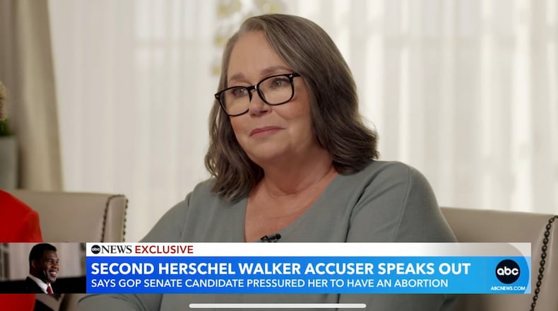 A woman who claimed Herschel Walker pressured her to have an abortion in 1993 spoke to Good Morning America on Tuesday, Nov. 1, 2022. It was the first time she appeared on camera but she did not reveal her name.