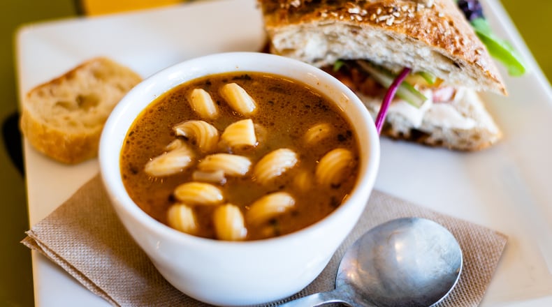 The beef stroganoff soup at Amelie's French Bakery is a casual version of the classic dish at a much lower price point. CONTRIBUTED BY HENRI HOLLIS
