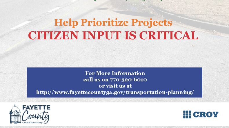 Draft transportation concepts will focus on Sandy Creek Road, Tyrone Road-Palmetto Road, Banks Road and SR 279. Courtesy Fayette County
