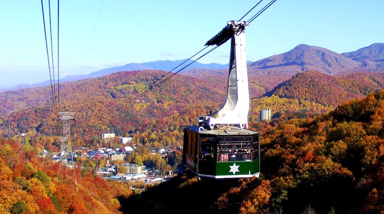 The Ober Gatlinburg aerial tram offers spectacular views of the fall foliage in the region. It heads up to the Ober Gatlinburg Amusement Park & Ski Area from downtown at short, regularly scheduled intervals.