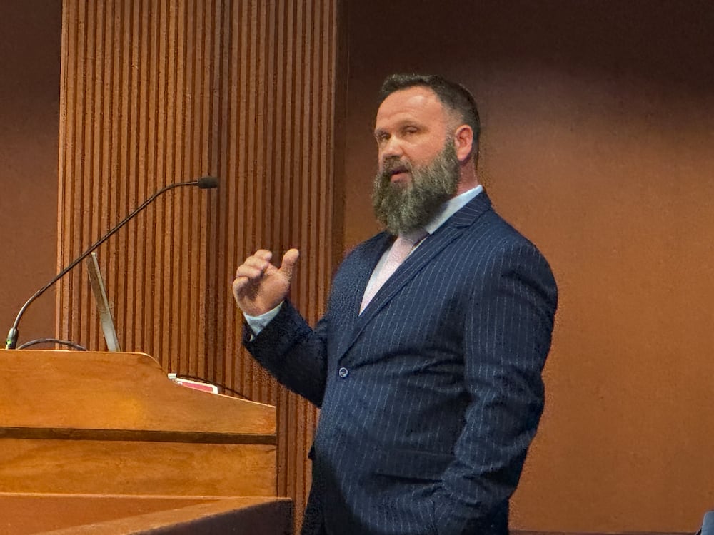 Chamblee Police Department Sgt. Ric Barber speaks to a panel of state lawmakers on Tuesday in Atlanta.