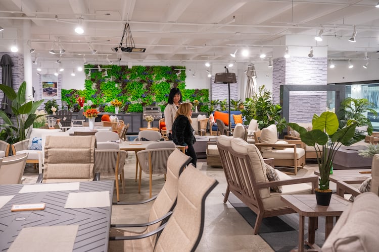 Quality Works showcases its blend of Scandinavian craftsmanship and Asian manufacturing expertise last month at AmericasMart’s Fall Market, highlighting timeless, mixed-material outdoor furniture. Founded in 2012, the company continues a six-generation legacy rooted in innovation, sustainability and community — from advanced in-house production to programs empowering local women artisans. (Courtesy of AndMore)