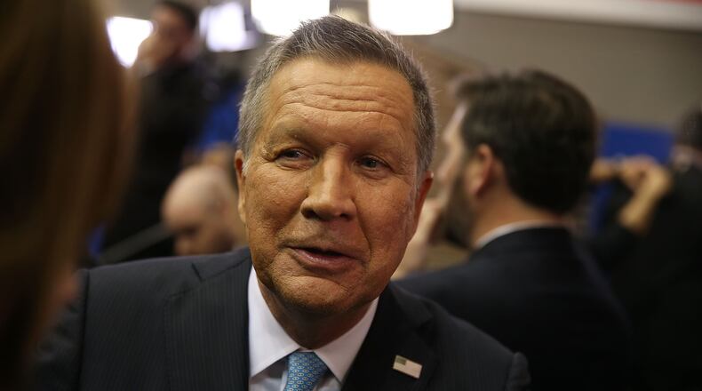 HOUSTON, TX - FEBRUARY 25: Republican presidential candidate Ohio Gov. John Kasich speaks to the media in the spin room at the Republican National Committee Presidential Primary Debate at the University of Houston's Moores School of Music Opera House on February 25, 2016 in Houston, Texas. The candidates are meeting for the last Republican debate before the Super Tuesday primaries on March 1. (Photo by Joe Raedle/Getty Images)