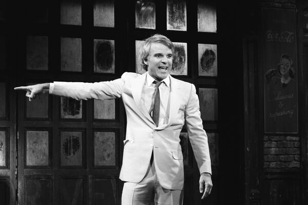 SNL 40TH ANNIVERSARY SPECIAL -- Season 5, Episode 1 -- Pictured: Steve Martin during the monologue on October 13, 1979 -- (Photo by: Fred Hermansky/NBC) SNL 40TH ANNIVERSARY SPECIAL -- Season 5, Episode 1 -- Pictured: Steve Martin during the monologue on October 13, 1979 -- (Photo by: Fred Hermansky/NBC)