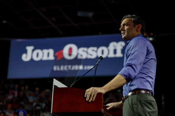 U.S. Sen. Jon Ossoff addresses supporters at a campaign rally in Atlanta in August. (Miguel Martinez/AJC)