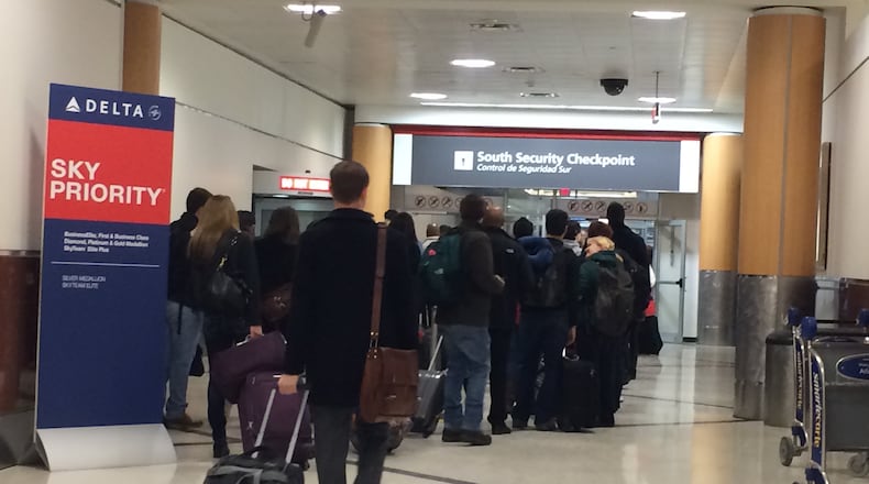 The lines were long Friday morning at Hartsfield-Jackson International Airport.