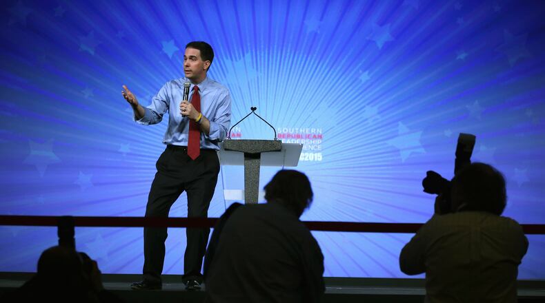 Wisconsin Gov. Scott Walker speaks during the 2015 Southern Republican Leadership Conference in Oklahoma City last month. (Alex Wong/Getty Images)