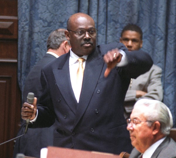 Charles Walker, seen here at the state Capitol in 1998 telling his colleagues to vote "no" on some amendments to a resolution that addressed parole and criminal sentencing. (Kimberly Smith/AJC)