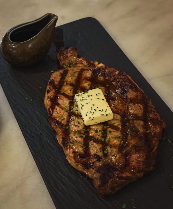 Mistora's $65 herb-basted rib-eye was disappointingly small. (Henri Hollis/AJC)