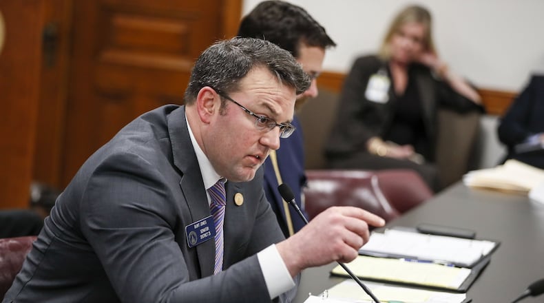 Sen. Burt Jones, R - Jackson, presents legislation that would legalize sports betting in Georgia. Bob Andres / robert.andres@ajc.com