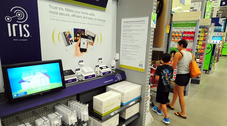 The Iris system is on display at the Lowe’s Ballantyne on July 16, 2012, in Charlotte, N.C. The Iris was designed to connect every appliance in the home wirelessly and let consumers control it all over their phone. (Jeff Siner/Charlotte Observer/TNS)