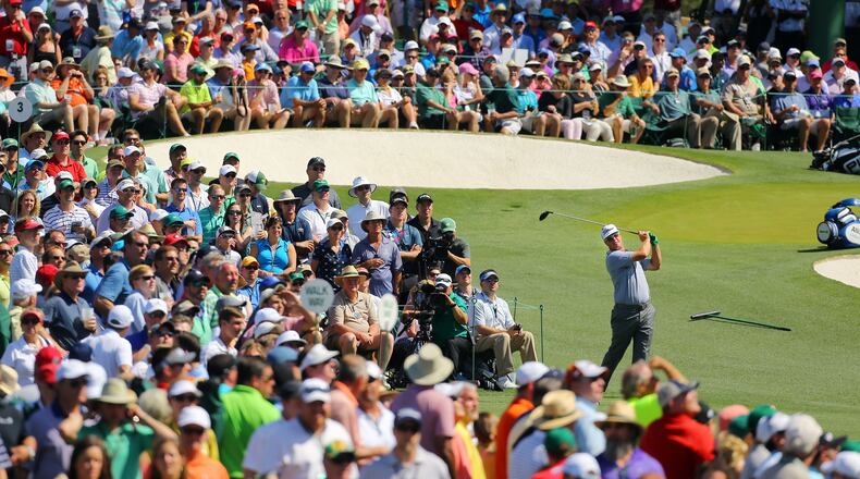 Charley Hoffman hits from the No. 3 tee on Saturday during the third round of the Masters at Augusta National. (CURTIS COMPTON/CCOMPTON@AJC.COM)