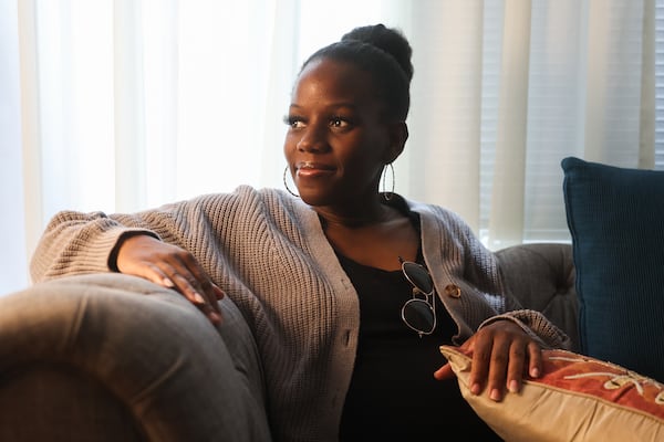 Doula and patient Reona Porter, 33, poses for a portrait at the Atlanta Birth Center in Atlanta on Thursday, April 23, 2026. (Abbey Cutrer/AJC)