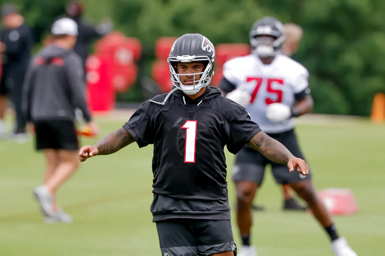 Quarterback Tua Tagovailoa during Atlanta Falcons practice, Monday, June 8, 2026, in Flowery Branch. (Erik S. Lesser for the AJC)