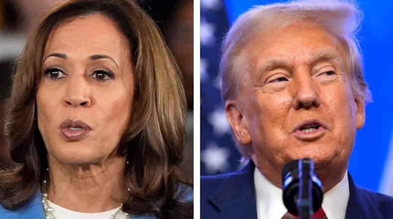 Vice President Kamala Harris (left) and former President Donald Trump (right) are in a tight race in Georgia.