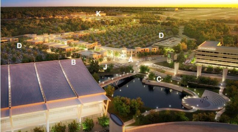 Rendering of an envisioned view from the Georgia International Convention Center towards downtown College Park and the airport. Source: Aerotropolis Atlanta Blueprint.