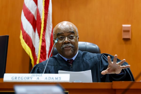 DeKalb County Superior Court Judge Gregory Adams, pictured in court in March, denied a request from District Attorney Sherry Boston to recuse Superior Court Judge Yolanda Parker-Smith from all criminal cases. (Arvin Temkar/AJC)