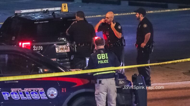 GBI and Atlanta police investigators are on the scene of an officer-involved shooting in downtown Atlanta Friday morning.