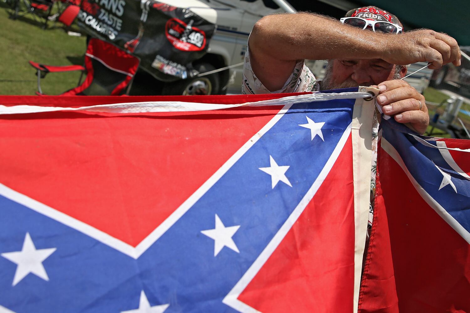 Protests fly on flagpoles