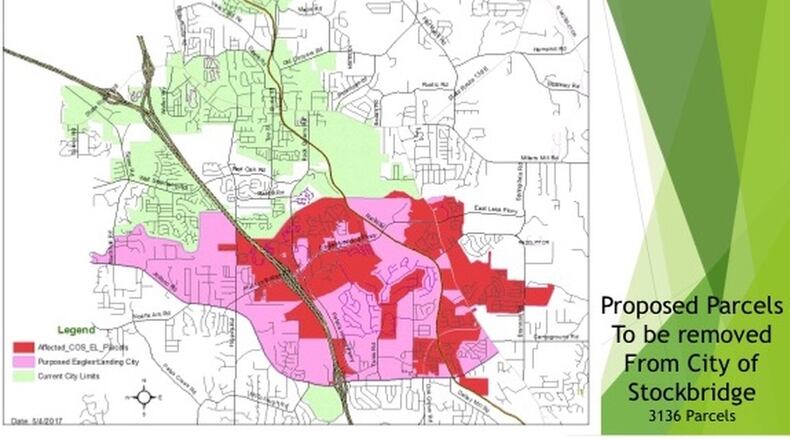 Map of Stockbridge and proposed city of Eagles Landing
