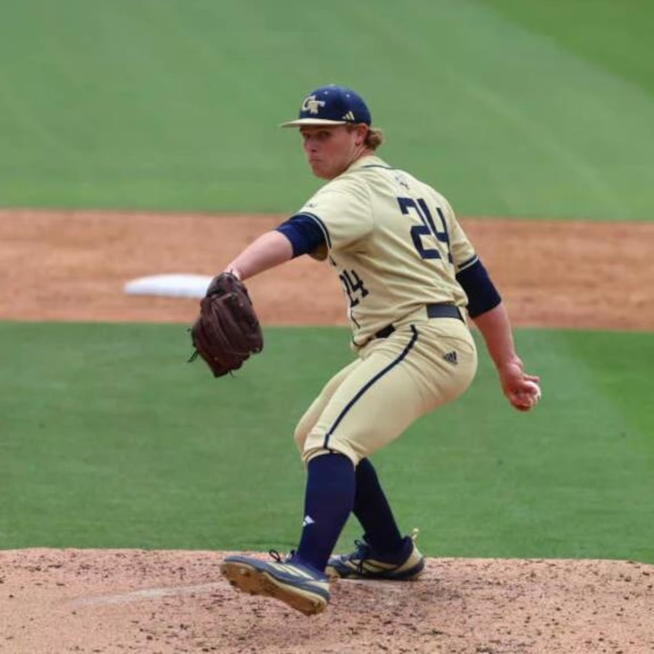 Georgia Tech pitcher Jackson Blakely is 5-1 this season, though he didn't get a decision in Sunday's 5-2 win over North Carolina. Blakely allowed four hits, three walks and two runs while striking out three in 2⅔ innings against the Tar Heels. (Courtesy of Georgia Tech)