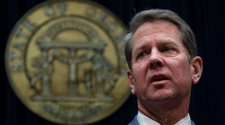 Gov. Brian Kemp answers a question at the State Capitol where he gave an update on Covid-19 in Georgia on Monday March 9, 2020. Ben@BenGray.com for The Atlanta Journal-Constitution