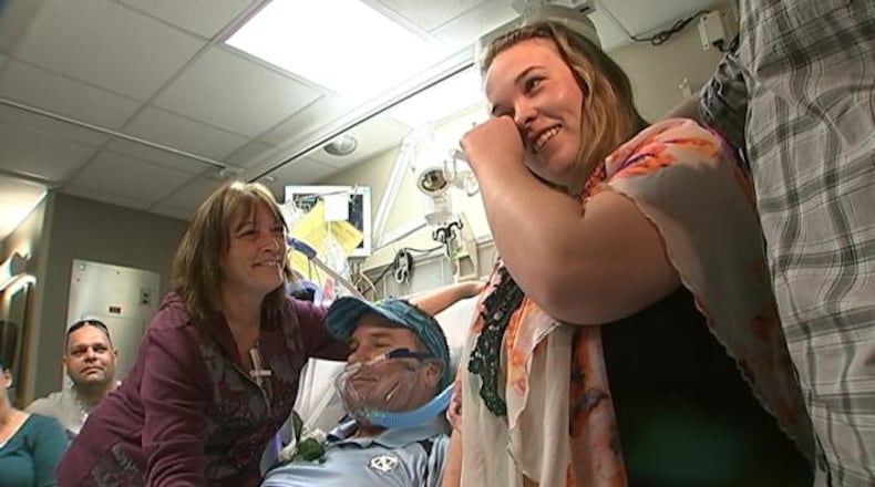 An emergency wedding was held at Carolinas Medical Center Wednesday for a woman whose father is dying.